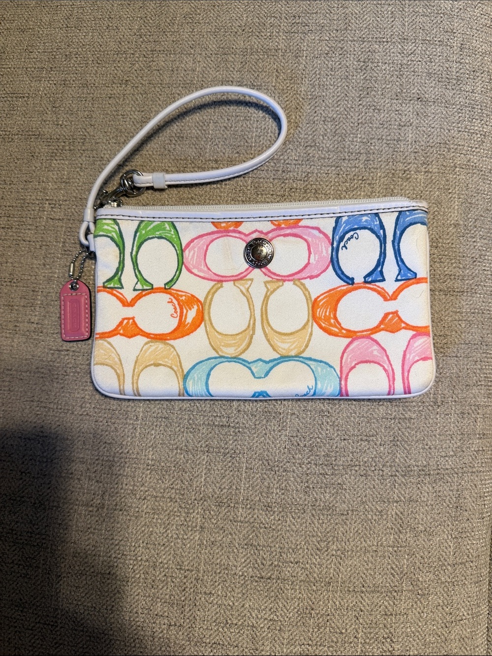 Coach Kids Multicolor Signature Wristlet with Pink Tag